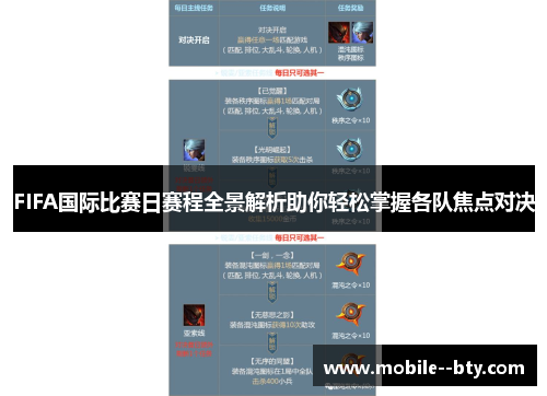 FIFA国际比赛日赛程全景解析助你轻松掌握各队焦点对决 FIFA国际比赛日赛程全景解析助你轻松掌握各队焦点对决